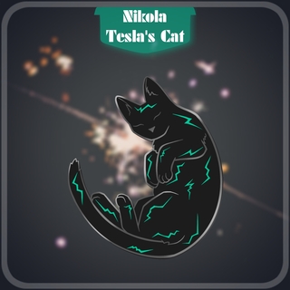 Nikola Tesla's Cat Pin