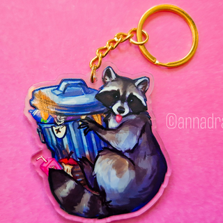 Hugging Raccoon Keychain