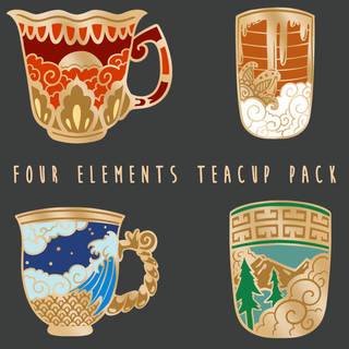 Four Elements Teacup Mini Enamel Pin Set