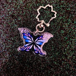 Acrylic Charm - Flower Wings - Blue