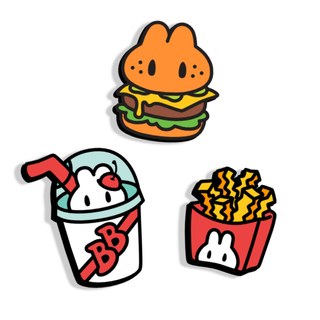 BunBun’s Menu Set of Three .7” Pins (Burger, Fries & Milk Shake)