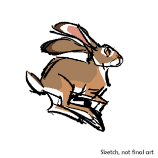 Hare full body pin + sticker