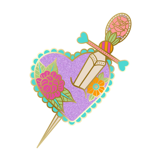 Dagger & Heart Pin - Pastel Rainbow