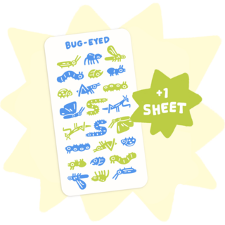 Bug-Eyed puffy sticker sheet