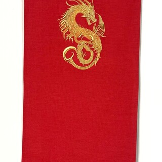 Light Gold Dragon on Red Pin Banner