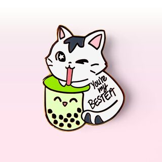 Enamel Pin You're My Bestea Boba Cat (Matcha Green Tea Special Edition)