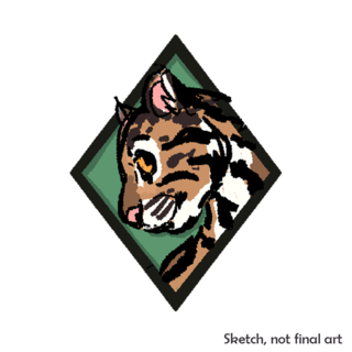 Clouded leopard portrait pin + sticker
