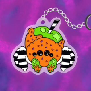 Halloween apple jumping spider keychain