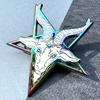 Baphomet White Rainbow 2" pin