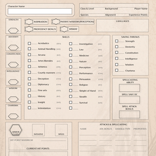 Form-fillable Character Sheet for 5e – Digital