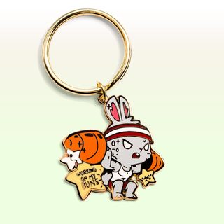 Keychain Weight Lifting Bunny