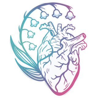 Lily of the Valley + Heart 2" pin- rainbow