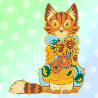 Gold Sunflower Cat Enamel Pin