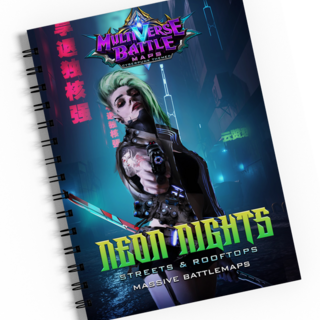 Neon Nights - Cyberpunk-themed Massive Printed Battlemap Book