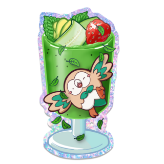 Green smoothie owl glitter sticker