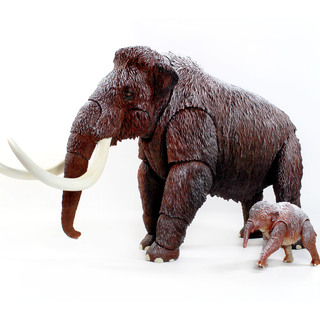 1/18th Scale Wooly Mammoth and Baby Mammoth Set - Exclusive Snowy Variants