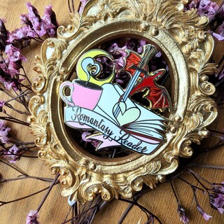 romantasy reader enamel pin