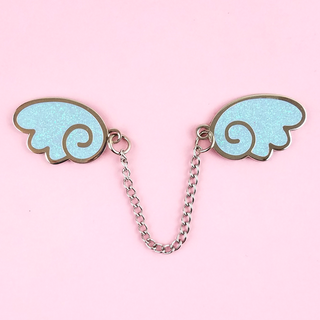 Angel Wings Silver/Glitter Light Blue Enamel Pin