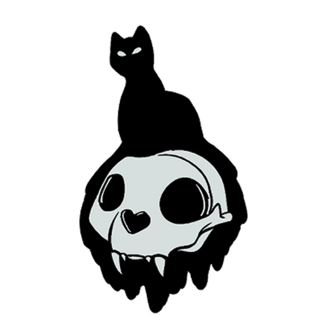 Skull Cat standard enamel pin