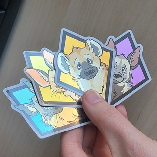 Shiny hyena portrait sticker set