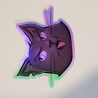 Fang "Blep" Holographic Sticker 3" x 3"