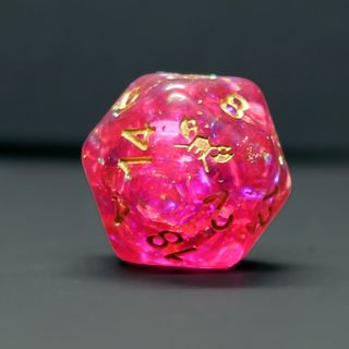 Pixie's Treasure Dice Set - Dark Pink with Gold Numbering