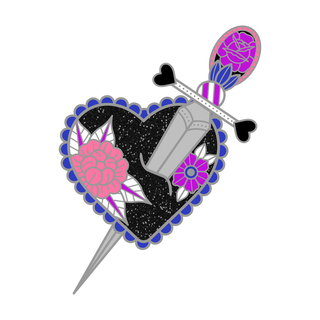 Dagger & Heart Pin - Genderfluid