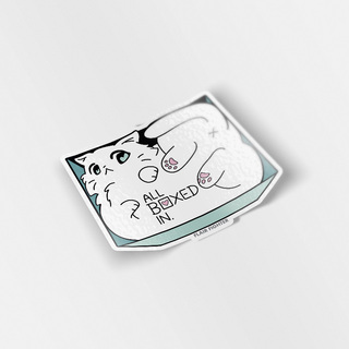 Vinyl Sticker All Boxed In (Turkish Angora Cat)