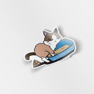 Vinyl Sticker Whatever (Snowshoe Cat)