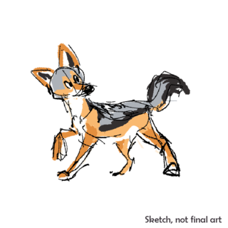 Black-backed jackal full body pin + sticker