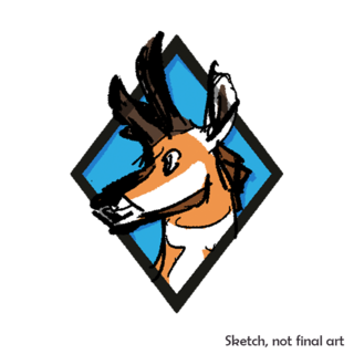Pronghorn portrait pin + sticker