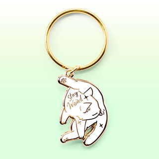 Keychain Stay Weird (White Burmilla Cat)