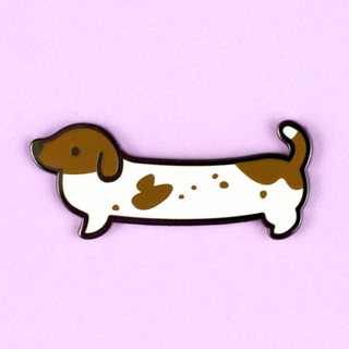 Weenie Dog Pin - Short Coat Piebald Chocolate