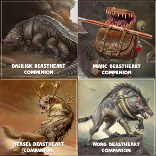 Mimic, Weasel, Basilisk and Worg Beastheart Companions