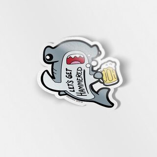 Vinyl Sticker Let's Get Hammered Hammerhead Shark (Gray Variant)