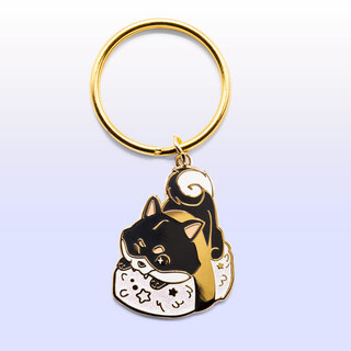 Keychain Black & Tan Shiba Inu Sushi