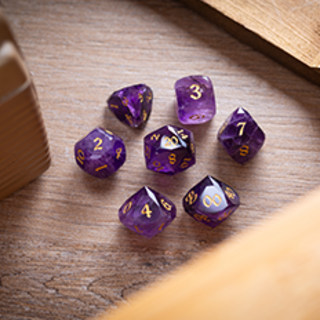 Dwarf Cut Purple Amethyst Gemstone Dice Set