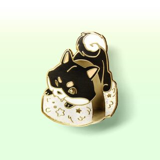 Enamel Pin Black & Tan Shiba Inu Sushi