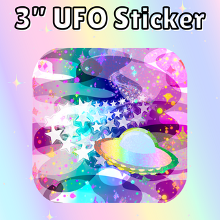3” Pastel Rainbow UFO Sticker
