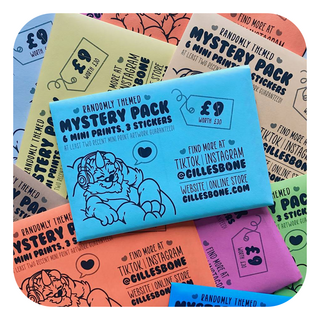 Mini Print & Sticker Mystery Pack: 6 Mini Prints + 3 Stickers