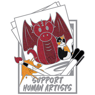 Con Adventurers "Support Human Artists" GLITTER Hard Enamel Pin