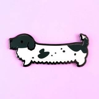 Weenie Dog Pin - Wire Coat Piebald Black