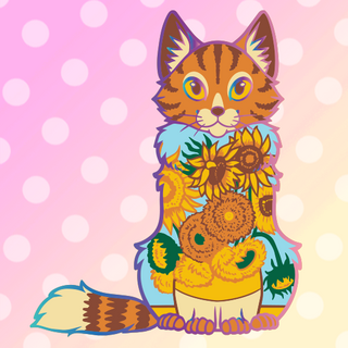 Rainbow Sunflower Cat Enamel Pin