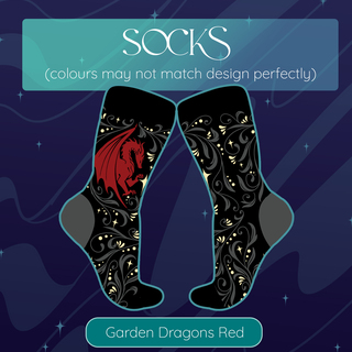 Garden Dragon Socks Red