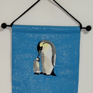 New style Penguins on Blue Glitter