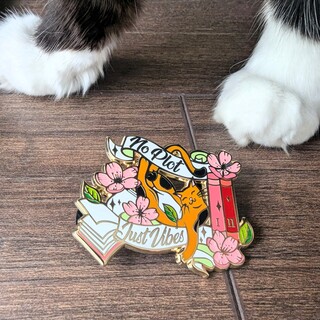 no plot just vibes enamel pin