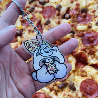 Racoon Pizza Keychain