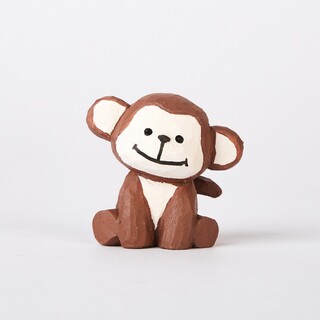 Momi Carved Wooden Cheeky Little Monkey with Round Ears