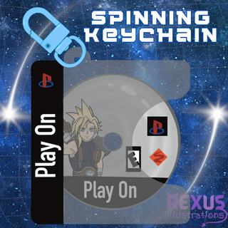 Cloud FFVII 2.5"x2.3" Spinning Disc Acrylic Keychain