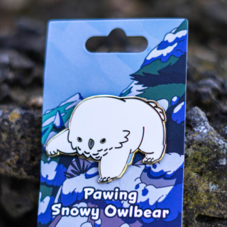 Pawing Snowy Owlbear Pin (015)